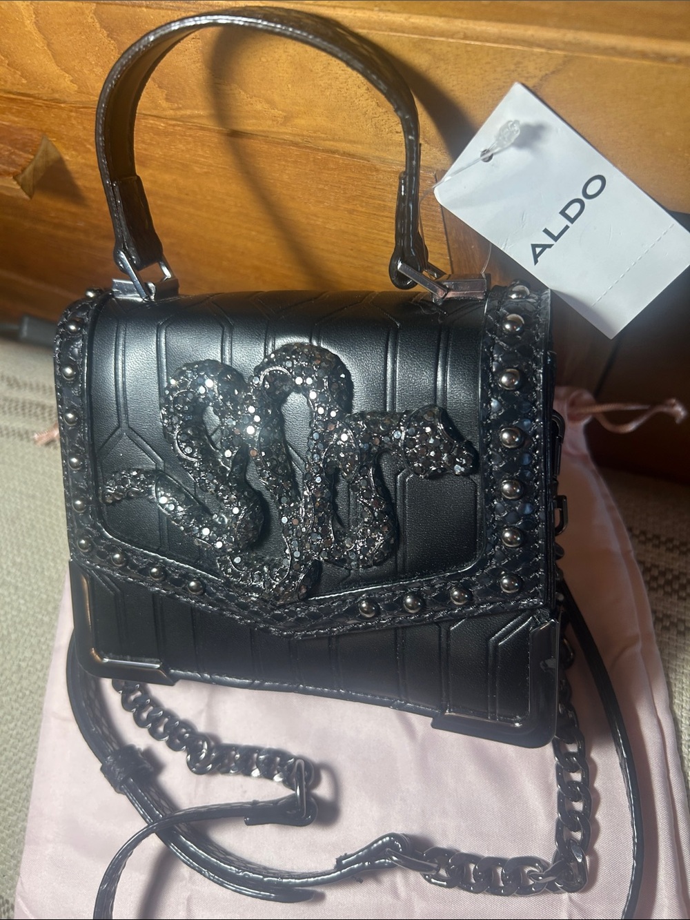 NWT ALDO Embellished Snake Top Handle/Crossbody Bag